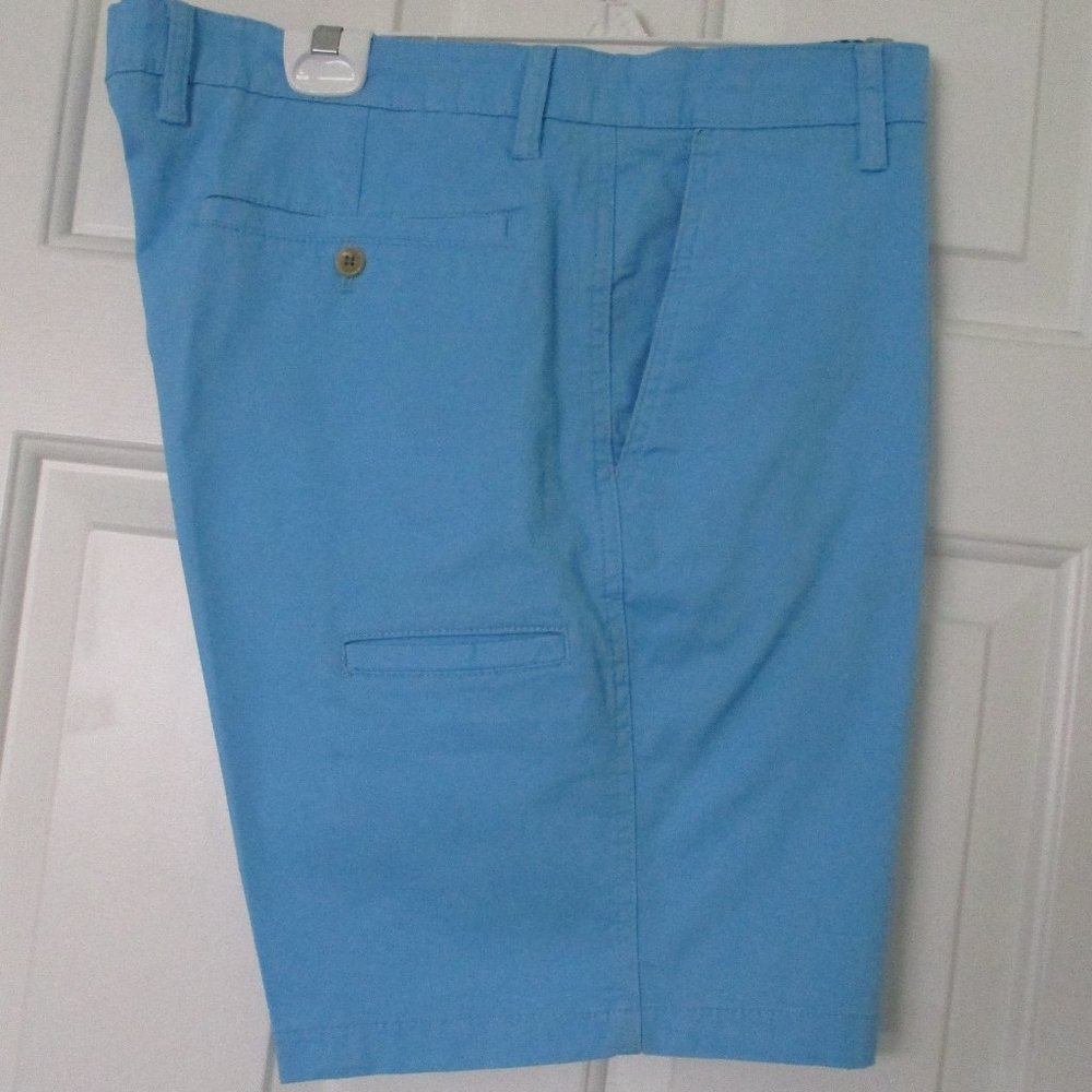 Charleston Threads Mens Flat Front Aqua Cotton 5-Pocket Golf Short Pant-36W-38W*